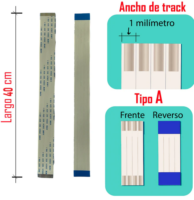 Cables flex 1 mm / largo 40cm / AWM 20624 / Tipo A