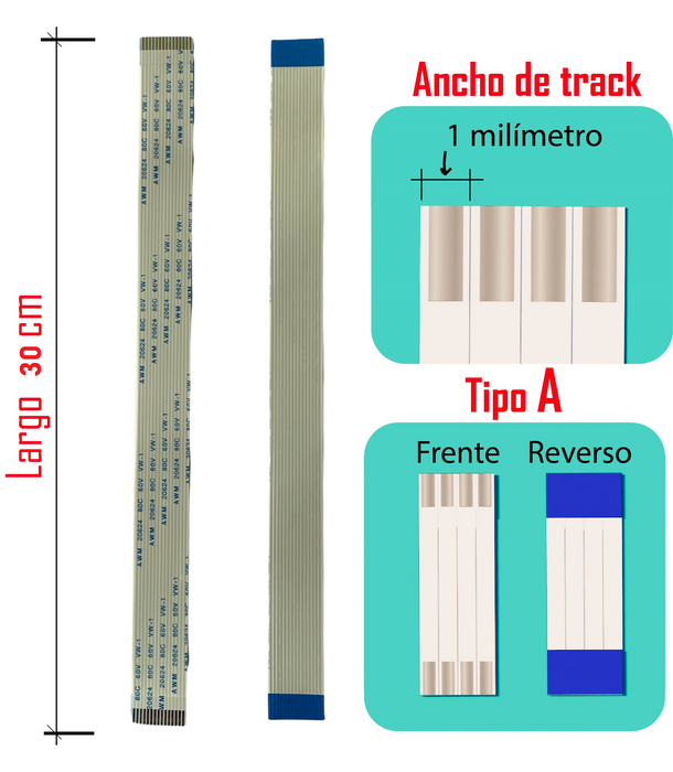 Cables flex 1 mm / largo 30cm / AWM 20624 / Tipo A