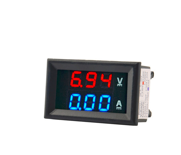  Voltímetro digital Amperímetro 3 dígitos DC 0-100V 50A/100A Voltímetro  Amperímetro Calibre Doble Panel LED Rojo Azul(1) : Herramientas y Mejoras  del Hogar